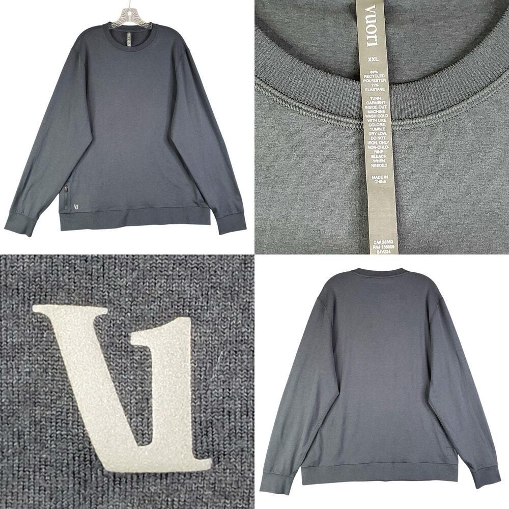 Vuori Pullover Mens XL/XXL Blue Gray Ponto Performance Crew Training Zip Pocket